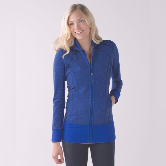 Lululemon Daily Practice Jacket Diamond Jacquard Space Dye Sapphire Blue. Sz 10 - Picture 1 of 10